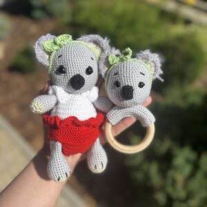 háčkovaná koala Sydney pre bábätko s hryzátkom elian nicky